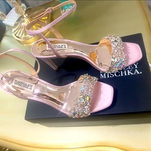 Badgley Mischka Womens Rider Aurora Pink Ankle Strap Heels